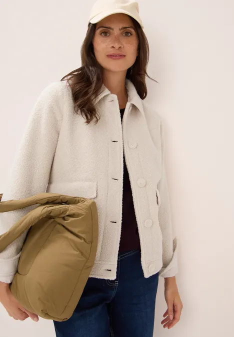 Veste en aspect laine teddy vanilla white