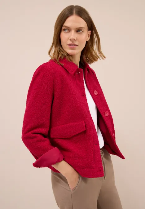 Veste en aspect laine beaujolais red