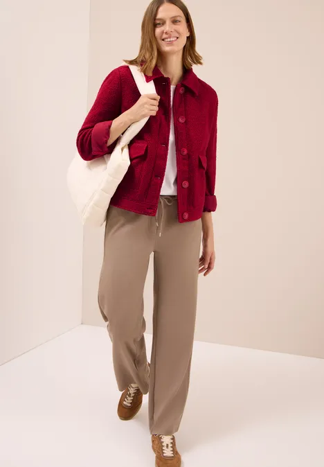 Wol-look jas beaujolais red