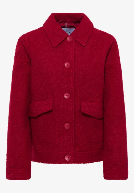 Jacke in Wolloptik beaujolais red