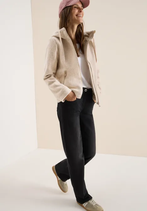 Kurze Wolloptik-Jacke teddy vanilla white