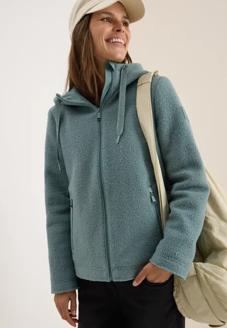 Kurze Wolloptik-Jacke ice hill green