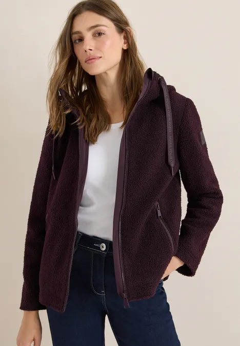 Kurze Wolloptik-Jacke dark plum