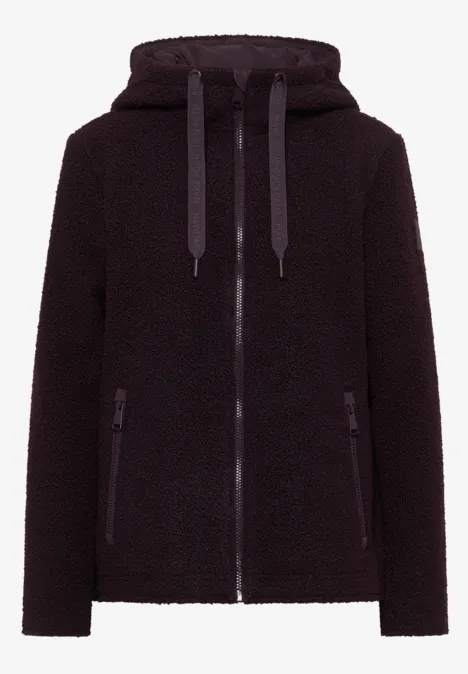Kurze Wolloptik-Jacke dark plum
