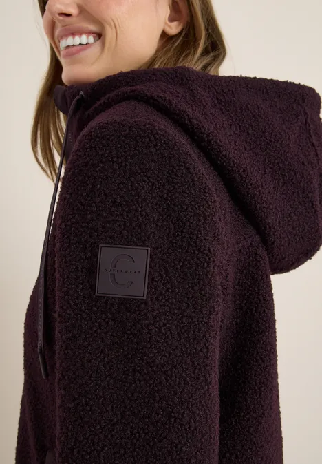 Kurze Wolloptik-Jacke dark plum
