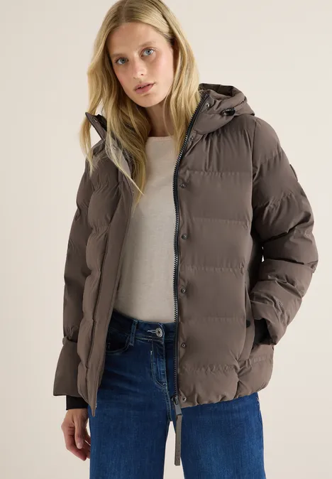 Sportief jack met capuchon mushroom taupe