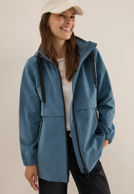 Korte trenchcoat moonstone blue