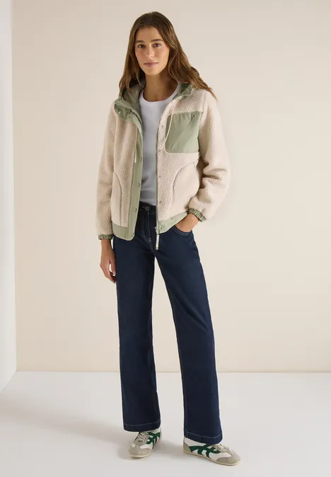 Veste à capuche teddy vanilla white