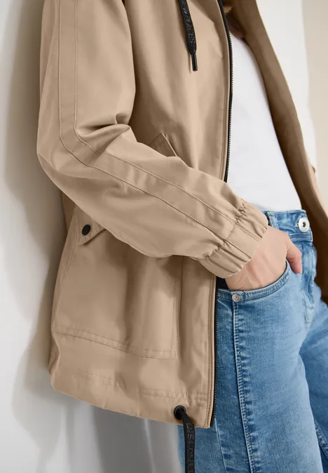 Veste midi crispy camel
