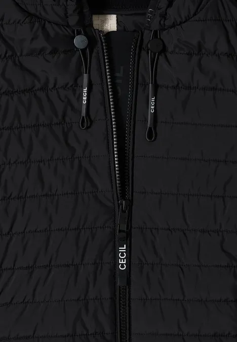 Jas met structuurmix en capuchon Black