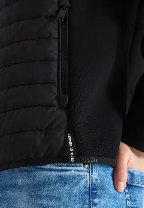 Jas met structuurmix en capuchon Black