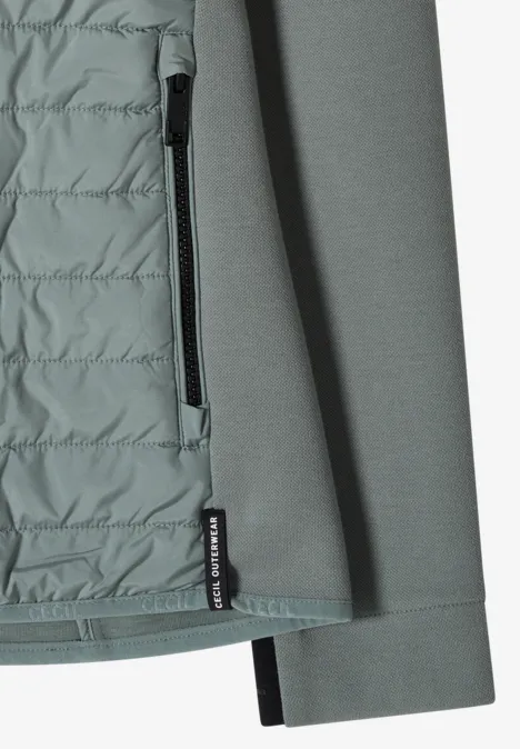 Jas met structuurmix en capuchon kelp green