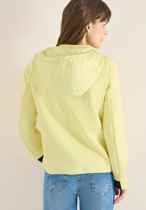 Jas met structuurmix en capuchon iced yellow