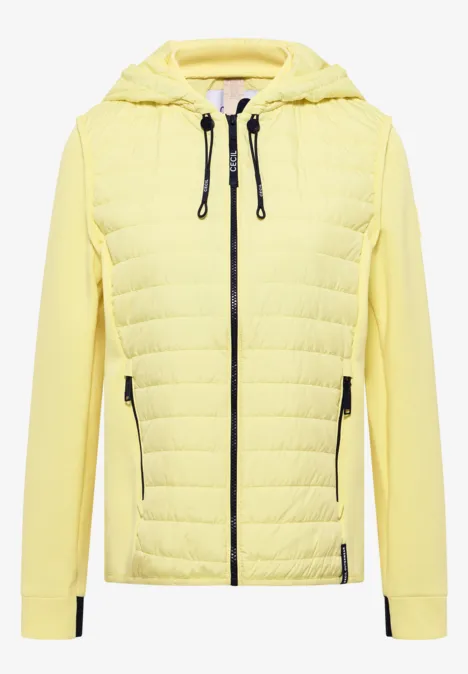 Jas met structuurmix en capuchon iced yellow