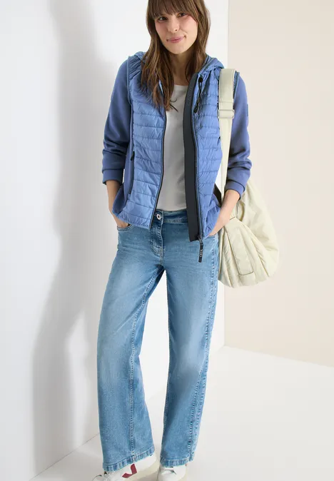 Jacke mit Strukturmix und Kapuze coal blue