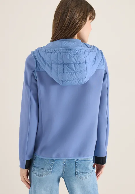 Jacke mit Strukturmix und Kapuze coal blue