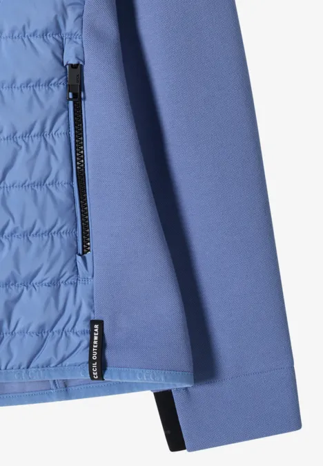 Jacke mit Strukturmix und Kapuze coal blue