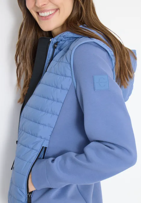 Jacke mit Strukturmix und Kapuze coal blue