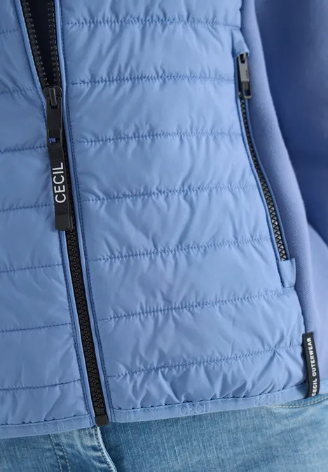 Jacke mit Strukturmix und Kapuze coal blue