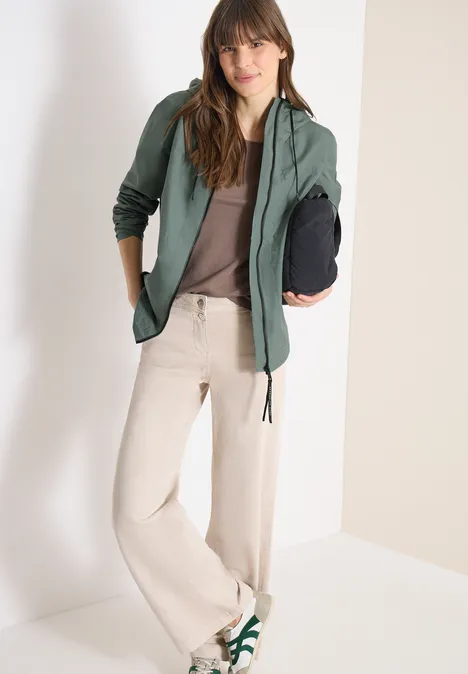 Jacke mit Kapuze und Tunnelzug kelp green