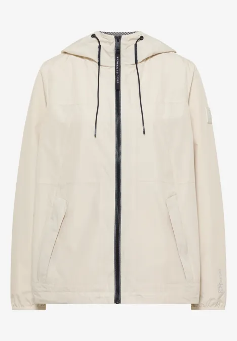 Jacke mit Kapuze und Tunnelzug dust beige