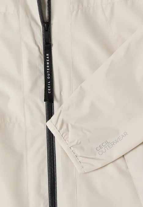 Jacke mit Kapuze und Tunnelzug dust beige