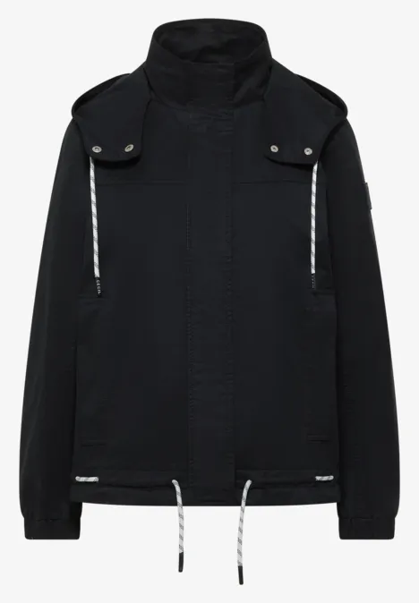 Jacke mit Kapuze und Tunnelzug Black