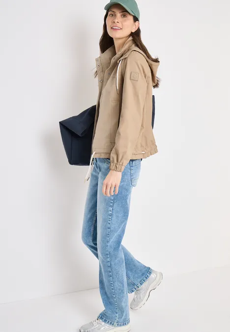 Jacke mit Kapuze und Tunnelzug crispy camel