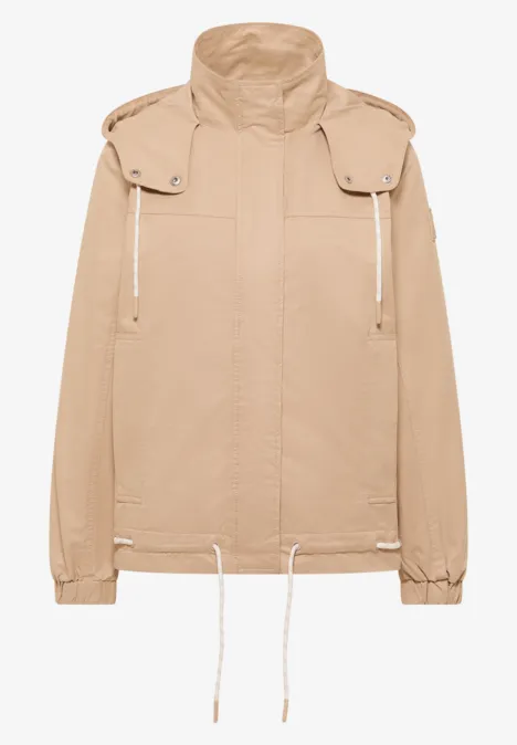 Jacke mit Kapuze und Tunnelzug crispy camel