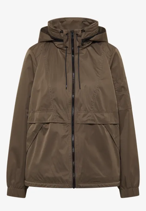Jacke mit verstaubarer Kapuze mocha taupe