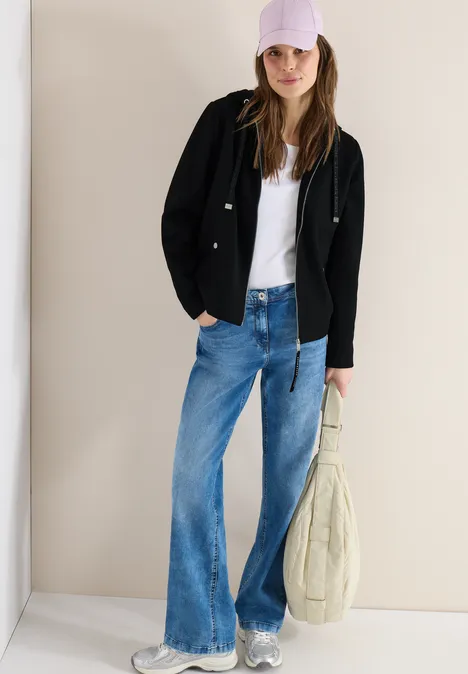 Hoodie Jacke in Woll-Optik Black Hoodie Jacke in Woll-Optik Black