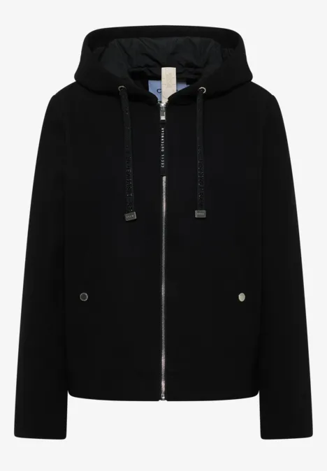 Hoodie Jacke in Woll-Optik Black Hoodie Jacke in Woll-Optik Black