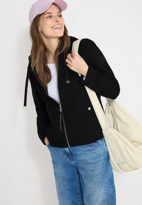 Hoodie Jacke in Woll-Optik Black Hoodie Jacke in Woll-Optik Black