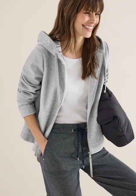Hoodie Jacke in Woll-Optik silvery beige melange Hoodie Jacke in Woll-Optik silvery beige melange