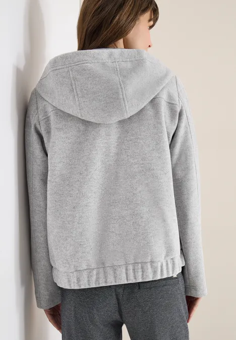 Hoodie Jacke in Woll-Optik silvery beige melange Hoodie Jacke in Woll-Optik silvery beige melange