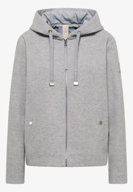 Hoodie Jacke in Woll-Optik silvery beige melange Hoodie Jacke in Woll-Optik silvery beige melange