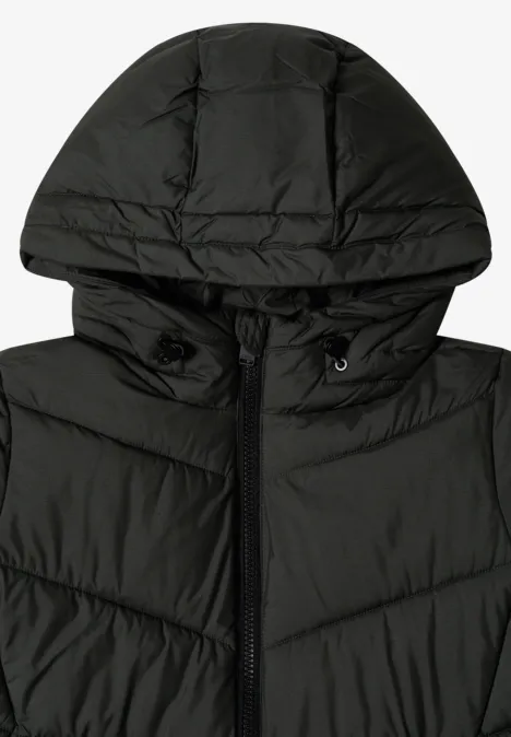 Schwarze Steppkapuzenjacke aus leichtem Material