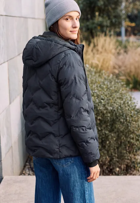 Steppjacke mit Kapuze und Reißverschluss dark navy blue
