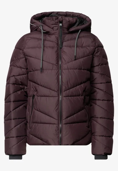 Veste matelassée à capuche et fermeture zip berry red Doudoune violet foncé à capuche, fermeture éclair et poches latérales.