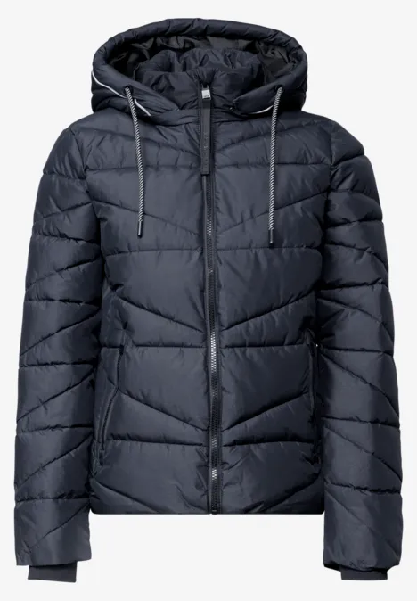 Steppjacke mit Kapuze und Zipper dark navy blue Dunkelblaue gesteppte Daunenjacke mit Kapuze, Reißverschluss und Kordelzug, seitliche Taschen