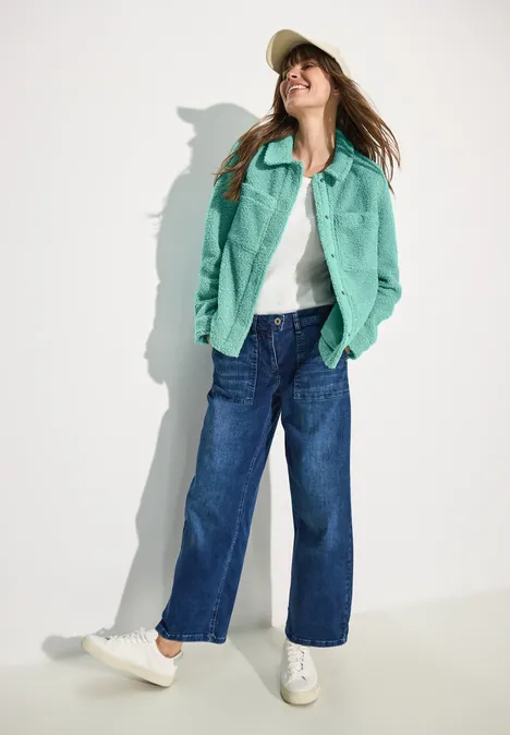 Teddy Jacke mit Hemdkragen adriatic green