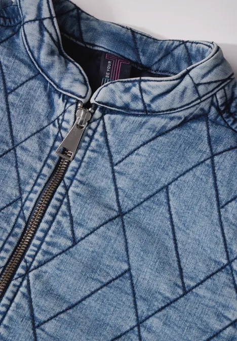 Gesteppte Jeansjacke mid blue wash