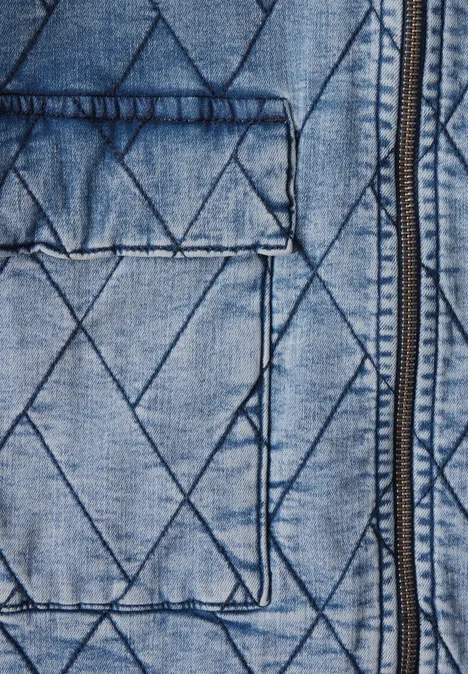 Gesteppte Jeansjacke mid blue wash