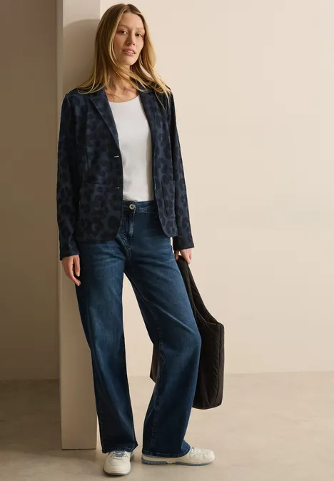 Blazer mit Leo-Struktur universal blue