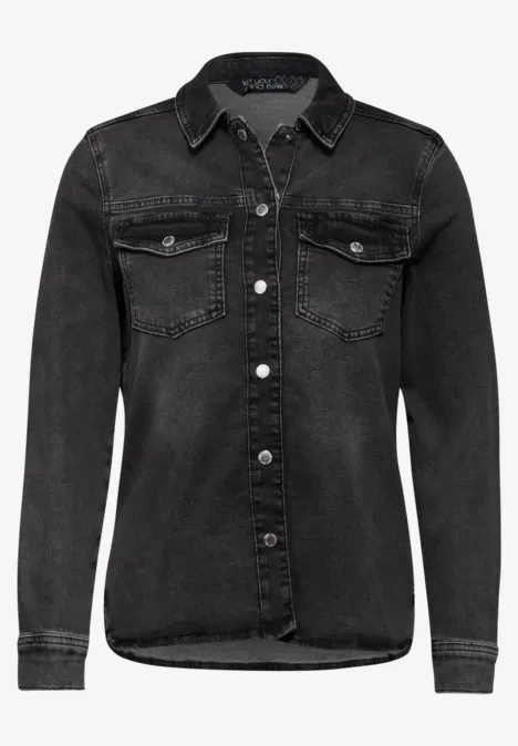 Denim overhemd dark grey washed Denim overhemd dark grey washed
