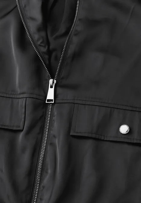 Satin-Blouson Black