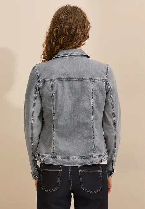 Jeansjacke mit Hemdkragen mid grey used wash Jeansjacke mit Hemdkragen mid grey used wash