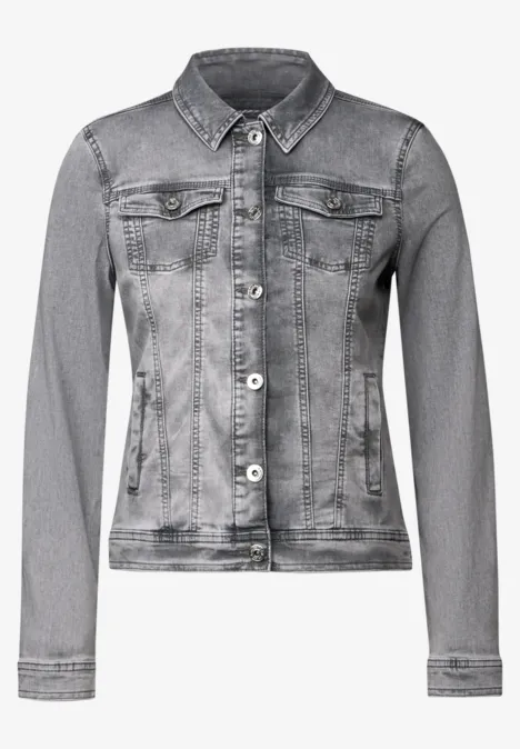 Jeansjacke mit Hemdkragen mid grey used wash Jeansjacke mit Hemdkragen mid grey used wash