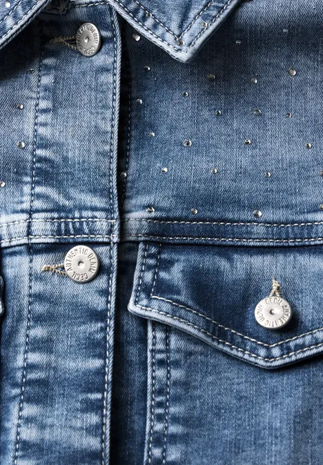 Glinsterende denim overshirt light blue used wash