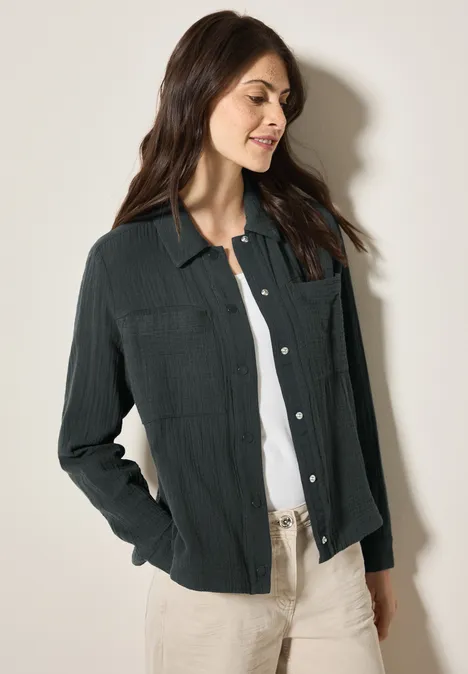 Musselin Overshirt slate khaki